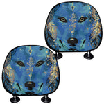 Native American Spiritual Wolf Print Car Headrest Covers