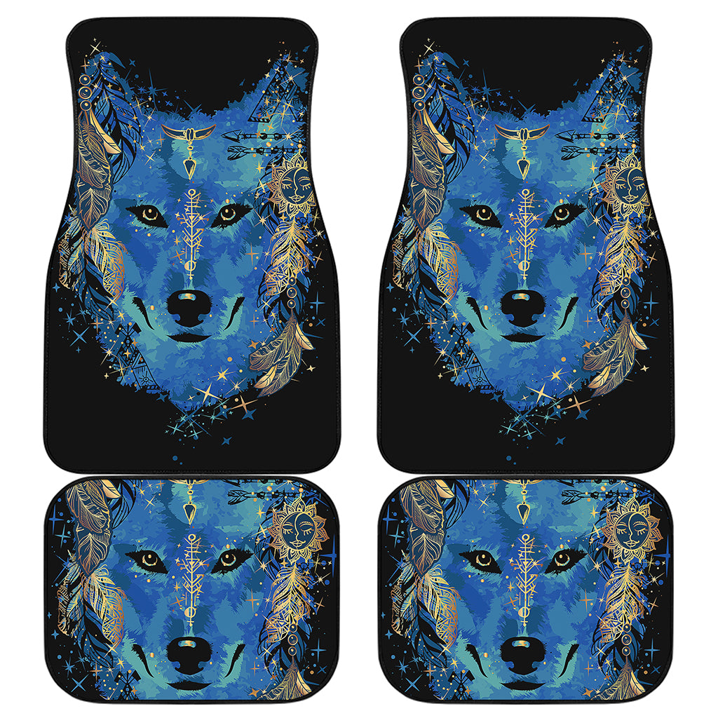 Native American Spiritual Wolf Print Front and Back Car Floor Mats