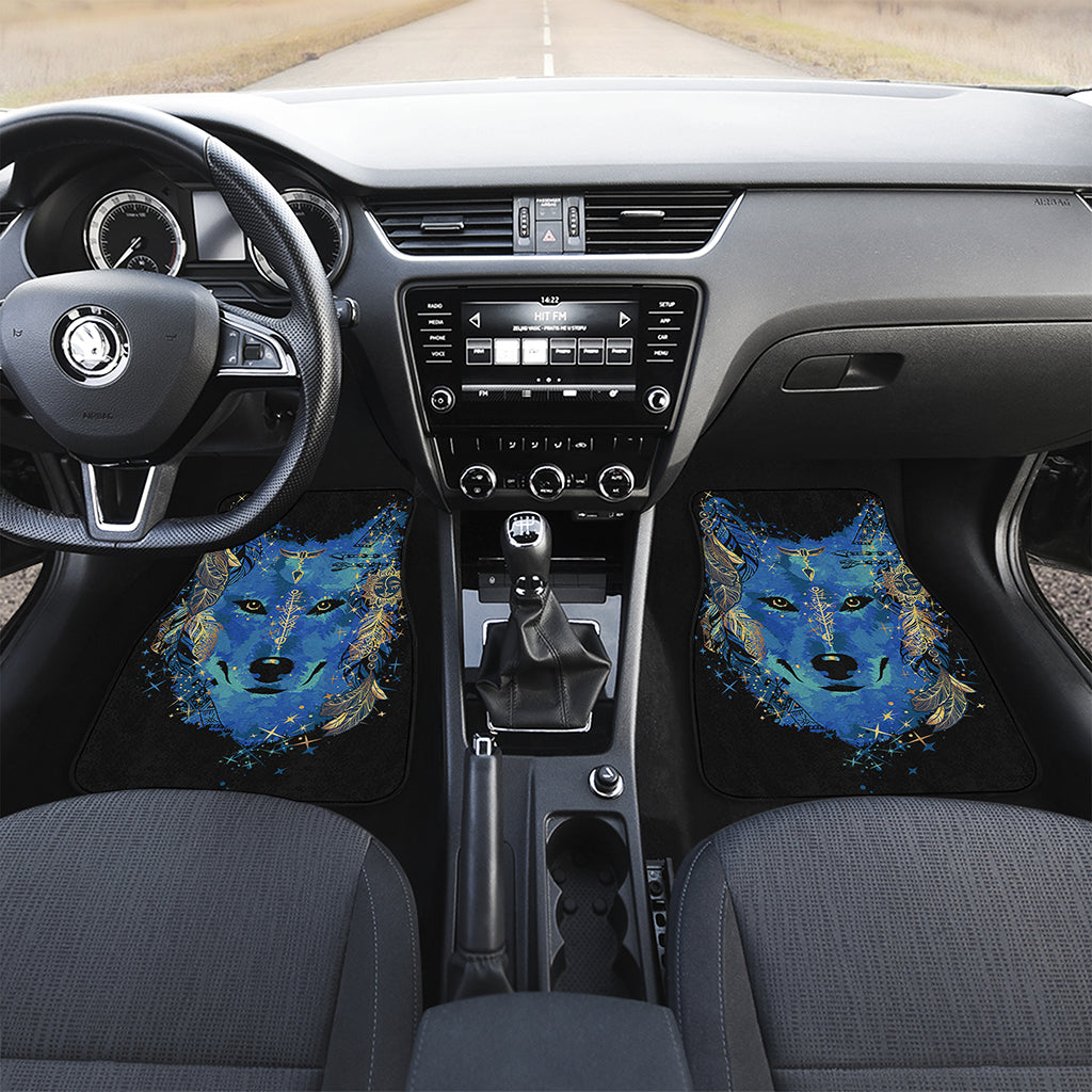 Native American Spiritual Wolf Print Front and Back Car Floor Mats