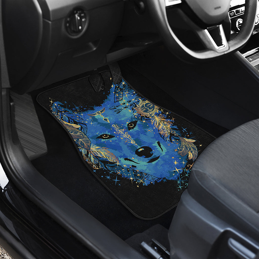 Native American Spiritual Wolf Print Front and Back Car Floor Mats