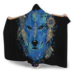 Native American Spiritual Wolf Print Hooded Blanket