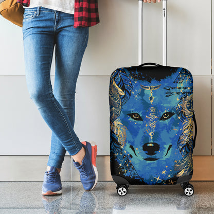 Native American Spiritual Wolf Print Luggage Cover