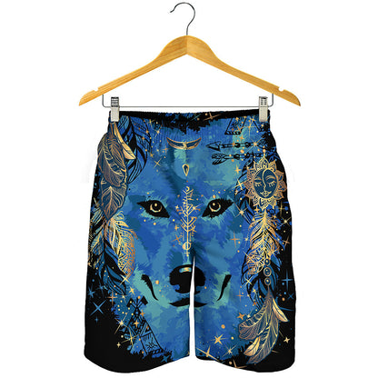 Native American Spiritual Wolf Print Men's Shorts