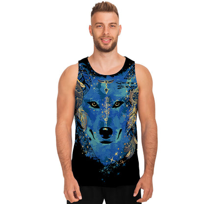 Native American Spiritual Wolf Print Men's Tank Top