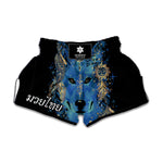 Native American Spiritual Wolf Print Muay Thai Boxing Shorts