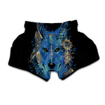 Native American Spiritual Wolf Print Muay Thai Boxing Shorts