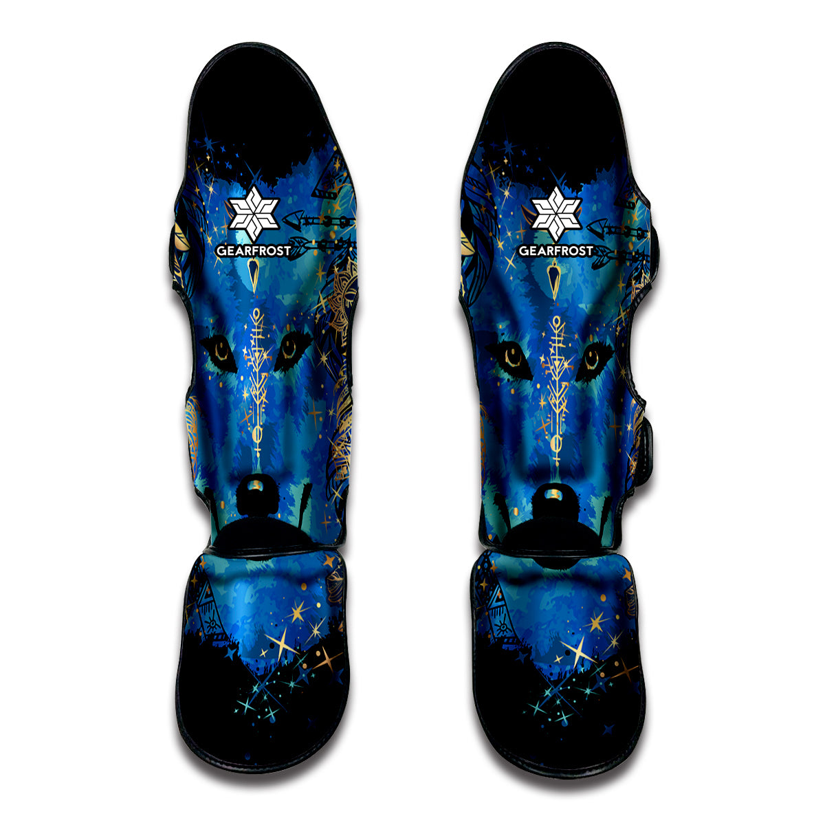 Native American Spiritual Wolf Print Muay Thai Shin Guard