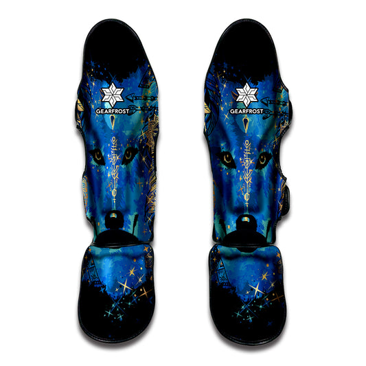 Native American Spiritual Wolf Print Muay Thai Shin Guard