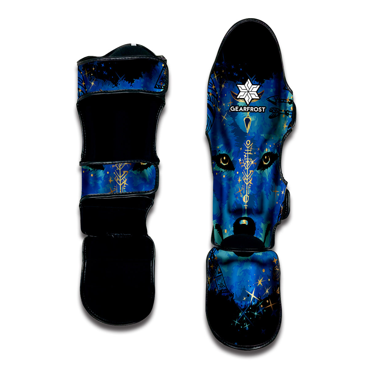 Native American Spiritual Wolf Print Muay Thai Shin Guard