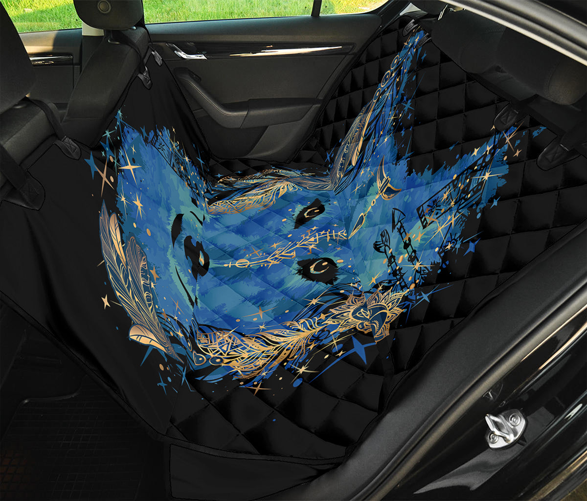 Native American Spiritual Wolf Print Pet Car Back Seat Cover