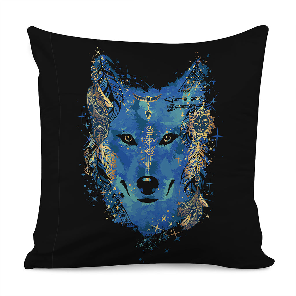 Native American Spiritual Wolf Print Pillow Cover