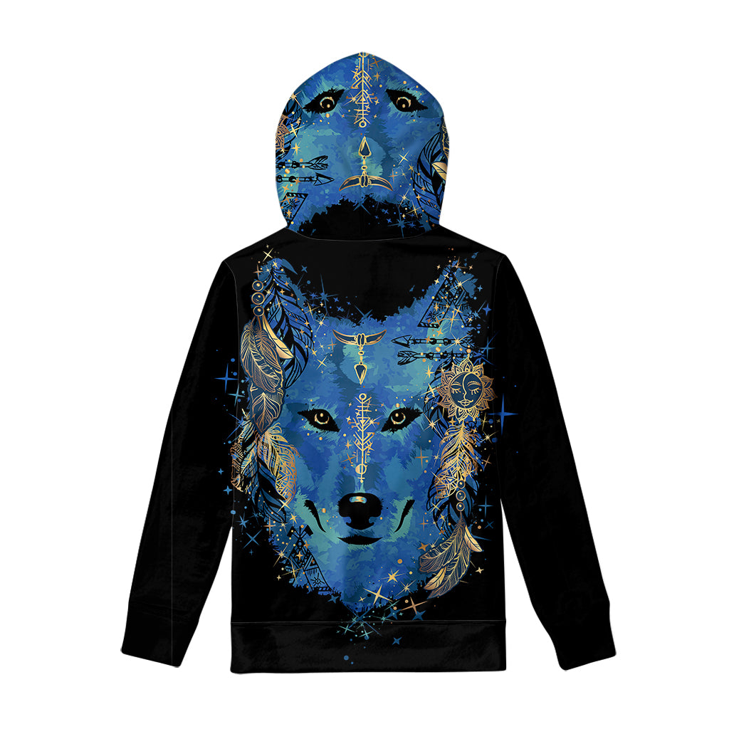 Native American Spiritual Wolf Print Pullover Hoodie