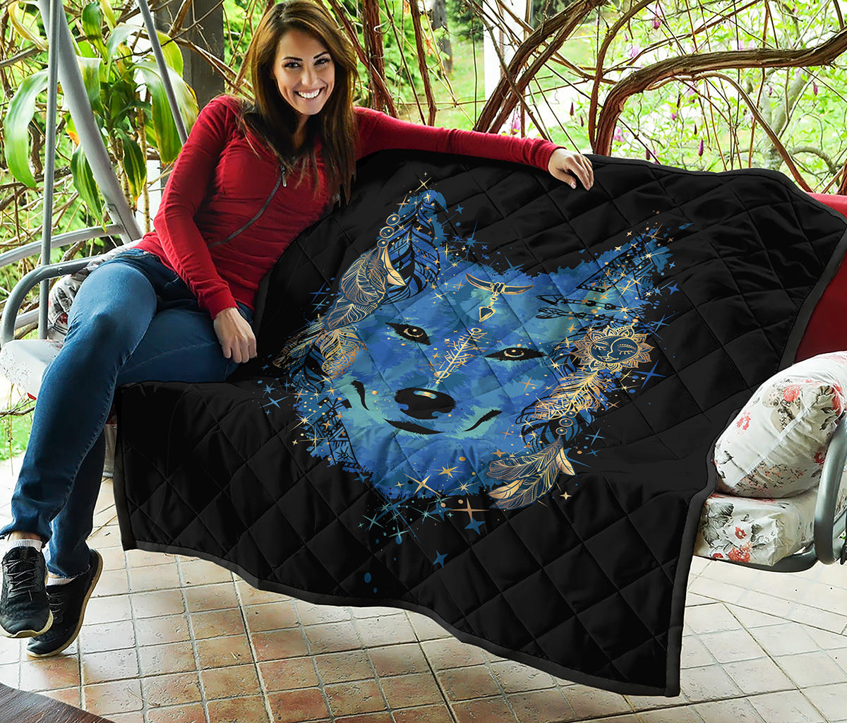 Native American Spiritual Wolf Print Quilt