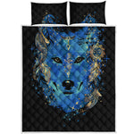 Native American Spiritual Wolf Print Quilt Bed Set