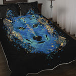 Native American Spiritual Wolf Print Quilt Bed Set