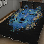 Native American Spiritual Wolf Print Quilt Bed Set