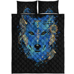Native American Spiritual Wolf Print Quilt Bed Set