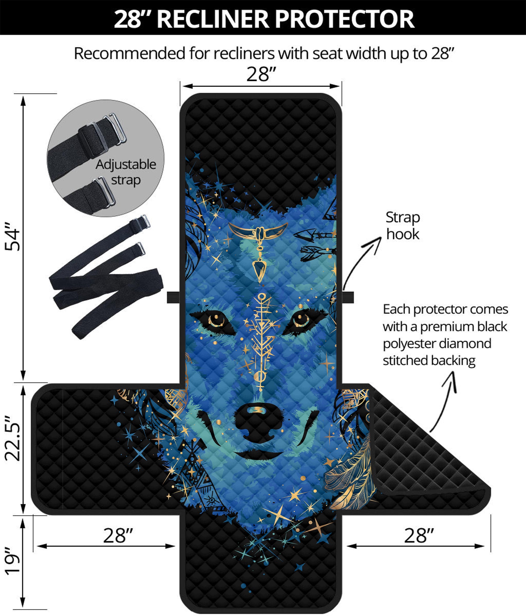 Native American Spiritual Wolf Print Recliner Protector