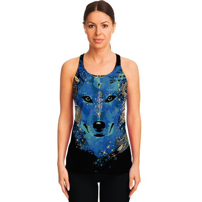 Native American Spiritual Wolf Print Women's Racerback Tank Top