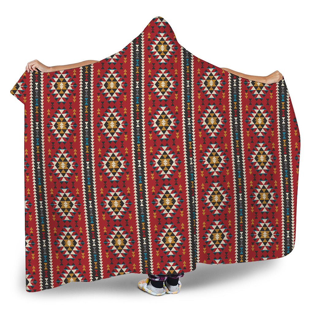 Native American Tribal Pattern Print Hooded Blanket