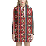 Native American Tribal Pattern Print Hoodie Dress