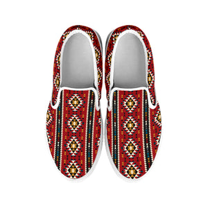 Native American Tribal Pattern Print White Slip On Shoes