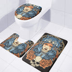 Native American Wolf Girl Print 3 Piece Bath Mat Set
