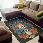 Native American Wolf Girl Print Area Rug