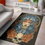 Native American Wolf Girl Print Area Rug