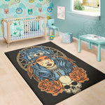 Native American Wolf Girl Print Area Rug