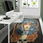 Native American Wolf Girl Print Area Rug