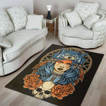 Native American Wolf Girl Print Area Rug