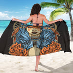 Native American Wolf Girl Print Beach Sarong Wrap