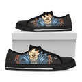 Native American Wolf Girl Print Black Low Top Sneakers