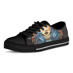 Native American Wolf Girl Print Black Low Top Shoes 