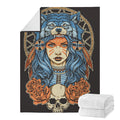 Native American Wolf Girl Print Blanket