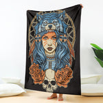 Native American Wolf Girl Print Blanket