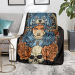 Native American Wolf Girl Print Blanket