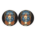 Native American Wolf Girl Print Car Coasters