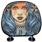 Native American Wolf Girl Print Car Headrest Covers