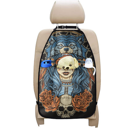 Native American Wolf Girl Print Car Seat Organizers