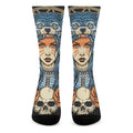 Native American Wolf Girl Print Crew Socks