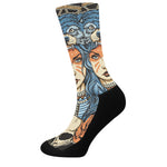 Native American Wolf Girl Print Crew Socks