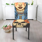 Native American Wolf Girl Print Dining Chair Slipcover