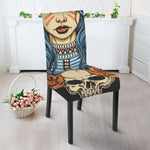 Native American Wolf Girl Print Dining Chair Slipcover