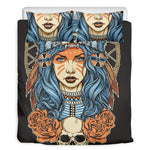 Native American Wolf Girl Print Duvet Cover Bedding Set