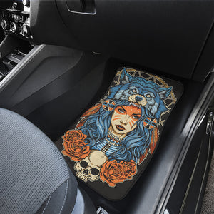 Native American Wolf Girl Print Front Car Floor Mats