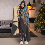Native American Wolf Girl Print Hooded Blanket
