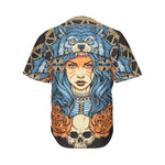 Native American Wolf Girl Print Men's Baseball Jersey