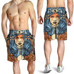 Native American Wolf Girl Print Men's Shorts